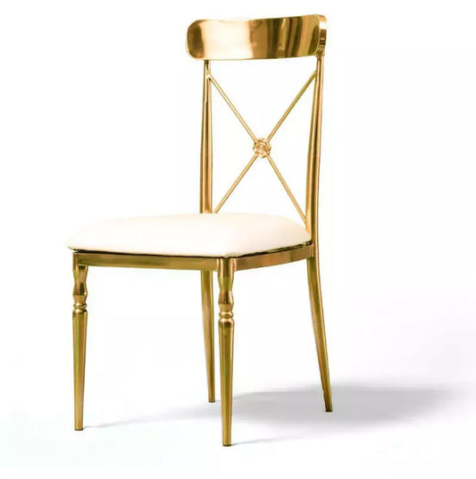 Gold Chrome stainless Cross Back Chair