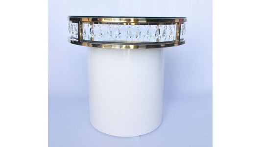 DS Glam Gold Chandelier White Base Cake Table