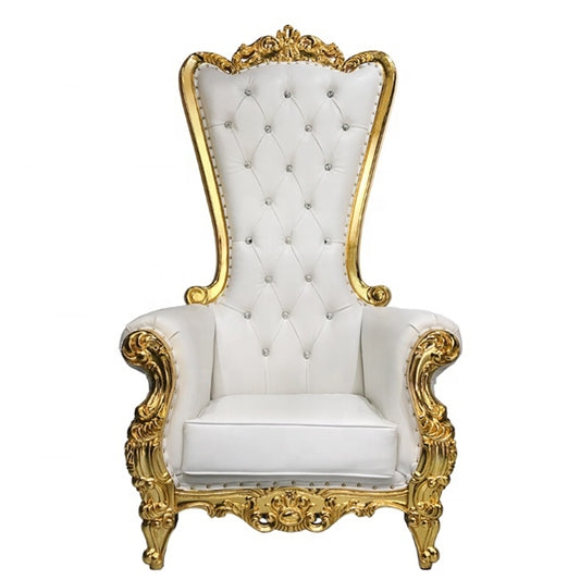 Single royal white and gold throne chair