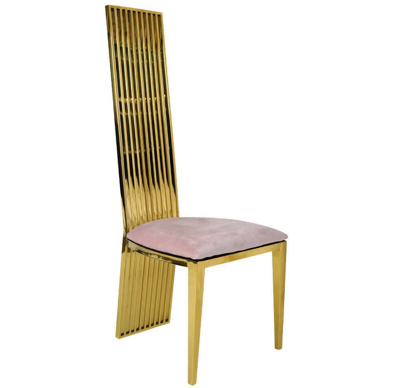 Lavender and Gold Stainless Steel High Back Chairs