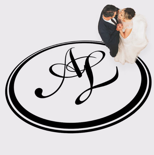 Die Cut Monogram Decal Circle | Dance Floor Decal | Vinyl Floor Decals | Wedding Floor Monogram Sticker | Custom Removable Decal Floor Wrap