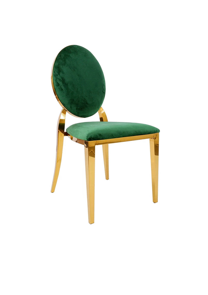 Emerald Green Velvet with Gold Rim Banquet Chair