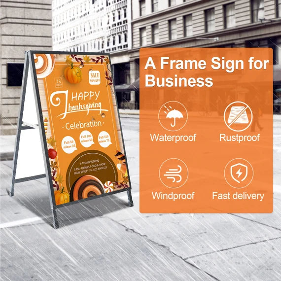 A Frame Business Sign With Double Side Print Inserts