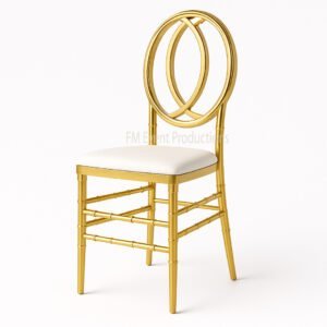 Gold Infinity Stainless Steel White Dining Chair