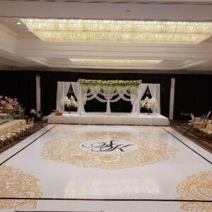 Mandala Sangeet Ceremony Floor Wrap | Custom Indian Wedding Dance Floor Vinyl | Removable Gloss Decal for Mehndi & Traditional Celebrations