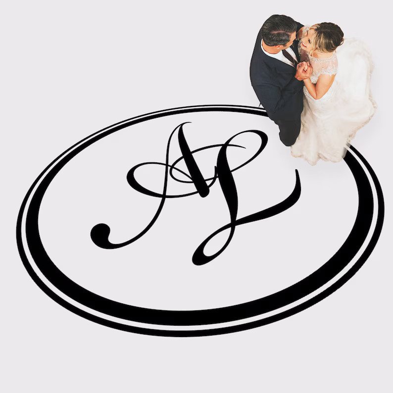 Die Cut Monogram Decal | Cricut Cutting Decal Wrap | Vinyl Floor Decals | Wedding Floor Monogram Sticker | Custom Removable Decal Floor Wrap