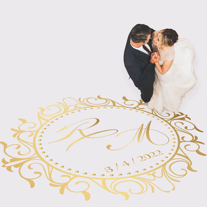 Die Cut Monogram Decal | Cricut Cutting Decal Wrap | Vinyl Floor Decals | Wedding Floor Monogram Sticker | Custom Removable Decal Floor Wrap