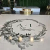 Custom Decal Dance Floor Wrap Gloss White Removable Vinyl with Printed Green Flower Floral & Initial Monogram Logo in The Center Wedding