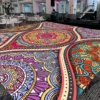 Mandala Sangeet Ceremony Floor Wrap | Custom Indian Wedding Dance Floor Vinyl | Removable Gloss Decal for Mehndi & Traditional Celebrations