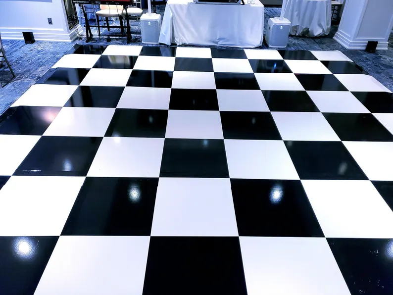 Checkered Pink, Green, Black & White Vinyl Dance Floor Wrap—Custom Color Print Checkered Floor Wrap - Custom Removable Easy Peel Floor Wrap