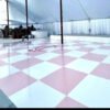 Checkered Pink, Green, Black & White Vinyl Dance Floor Wrap—Custom Color Print Checkered Floor Wrap - Custom Removable Easy Peel Floor Wrap