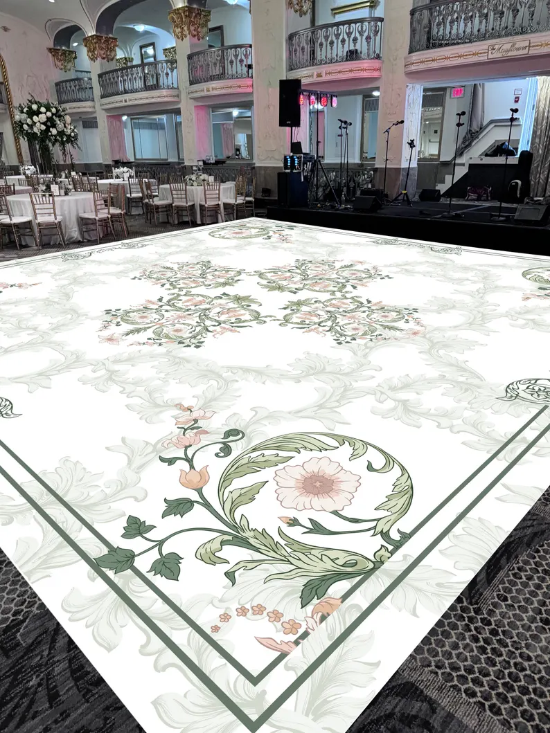 Mandala Sangeet Ceremony Floor Wrap | Custom Indian Wedding Dance Floor Vinyl | Removable Gloss Decal for Mehndi & Traditional Celebrations - Image 2