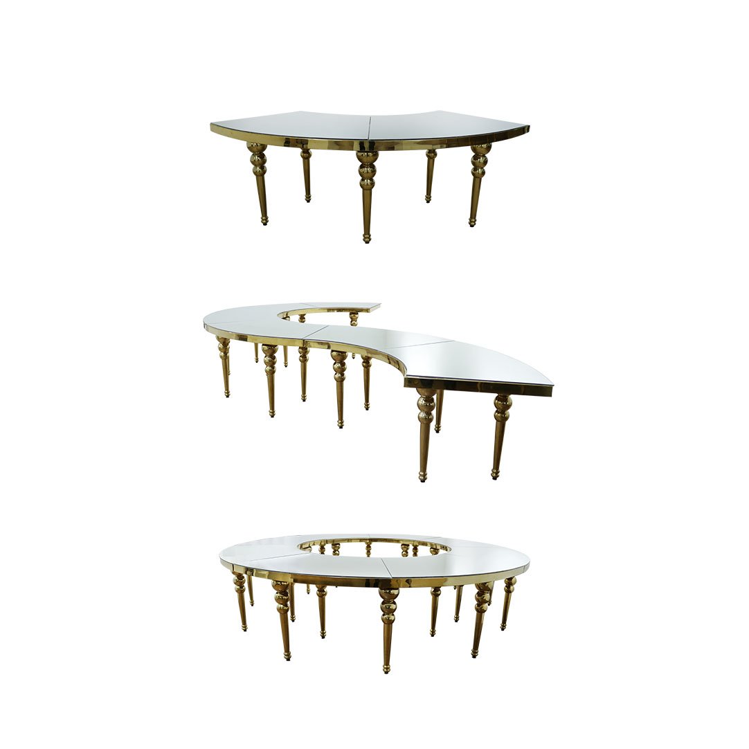 Serpentine Banquet Table with Glass Top - Image 3
