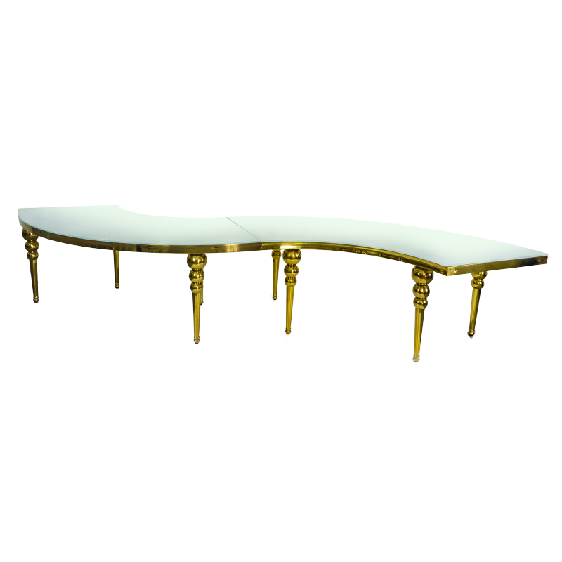 Serpentine Banquet Table with Glass Top - Image 5